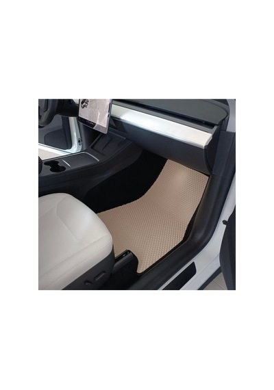Tesla Model Y Akıllı Eva Paspas-bagaj Havuzu Tam Set Krem-siyah Şerit