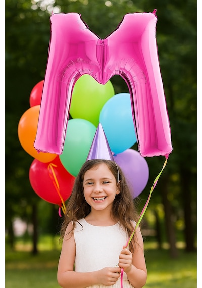 Folyo Harf ''m'' Pembe Renkli 40 Inc 101 Cm-grabo Doğum Günü Balonu Çok Renkli
