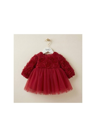 Ministok Rose Lady Uzun Kollu Kız Bebek Elbisesi Kırmızı
