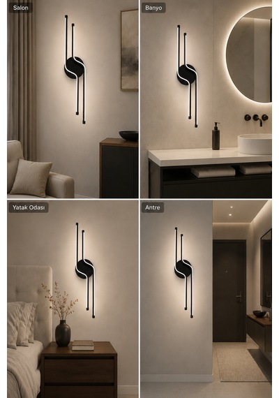 Armoni Modern Led Duvar Apliği Günışığı Siyah