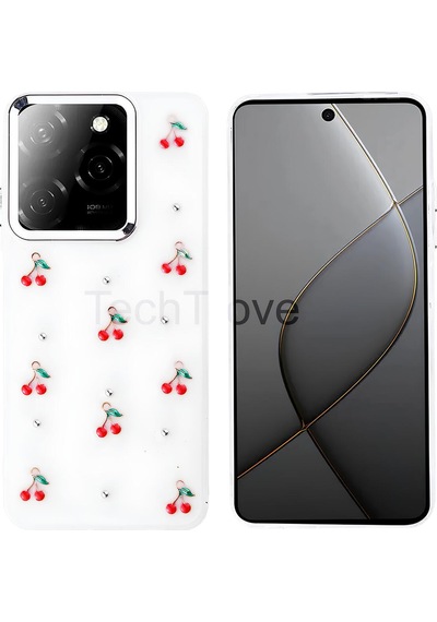Tecno Spark 20 Pro 5g Kılıf Kabartmalı Desenli Simli Şeffaf A+ Kalite Kapak