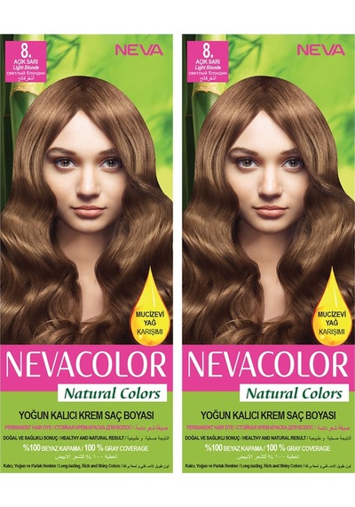 Neva Color Natural Color Saç Boyası 8 Açık Sarı 2'li Set