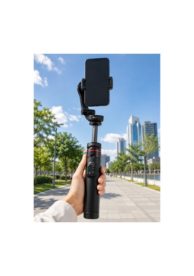 Akıllı Takipli Gimbal Selfie Stick Profesyonel Video Çekim Stabilizatörü Uzayabilir Tripod Bluetooth Düz Renk