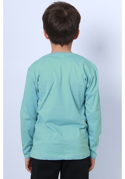 Hçm Erkek Çocuk Uzun Kollu Tshirt Karakter Baskılı Bisiklet Yaka E10 Yeşil