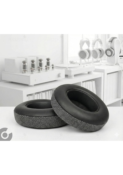 Beats Studio 2 Studio 3 Uyumlu Yumuşak Deri Örme Kumaş Karışımlı Kulaklık Sünger Yastığı Pedi Siyah Deri Kumaş