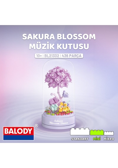 Balody Sakura Blossom Müzik Kutusu Yapı Bloğu Seti 436 Parça
