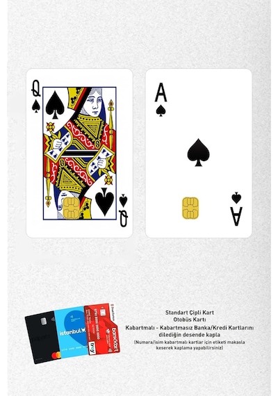 İskambil Kâğıdı Kraliçe Maça Ve Maça As Kredi Kartı Kaplama & Sticker Standart