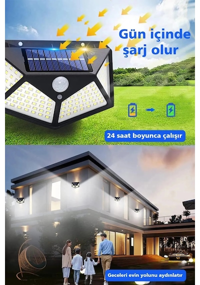 Jasper V-067 Güneş Enerjili Solar Aydınlatma Harekete Duyarlı Sensörlü Apartman İş Yeri Havuz Otopark Lamba
