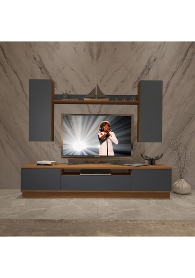Decoraktiv Trendstyle 5ds Mdf Tv Ünitesi Tv Sehpası Ceviz - Antrasit