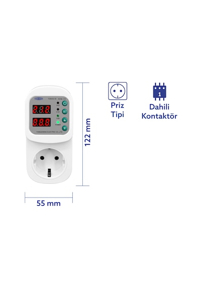 Tomzn Ayarlanabilir Voltaj Ve Akım Korumalı Priz - 16a - Yüksek Gerilim Koruma - Elektrik Bekçisi