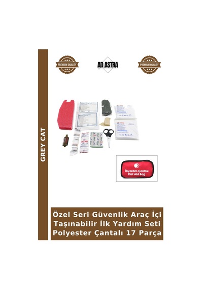 Özel Seri Güvenlik Araç İçi Taşınabilir İlk Yardım Seti Polyester Çantalı 17 Parça