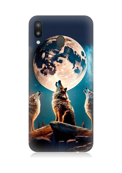 Samsung Galaxy M20 Uyumlu 3 Kurt Ve Dolunay Desenli Silikon Kılıf