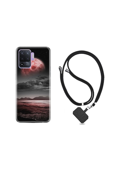 Oppo Reno 5 Lite Kılıf Boyun Askılı Red World 1836