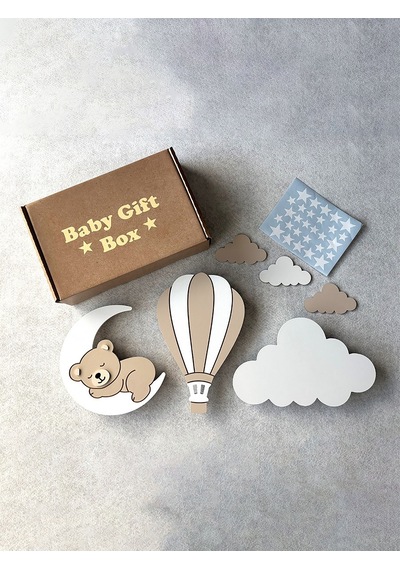 Bugybagy Ayıcık Bulut Balon 56'lı Sticker Seti Bej