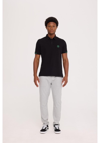 Summer Polo Siyah Basıc Polo Yaka Tişört Siyah