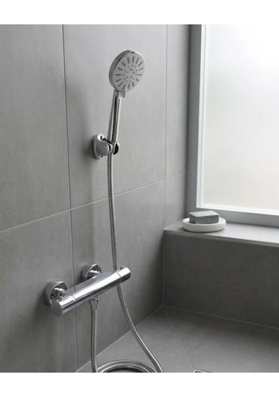 Hubrendy Tekno Krem Duş Başlığı Seti 4 Kademeli El Duşu Spiral Hortumlu Banyo Seti Diğer