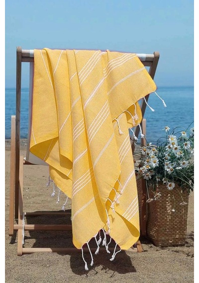 Summer Wind Soft %100 Pamuk Peştemal 100x180 Cm Sarı Çok Renkli