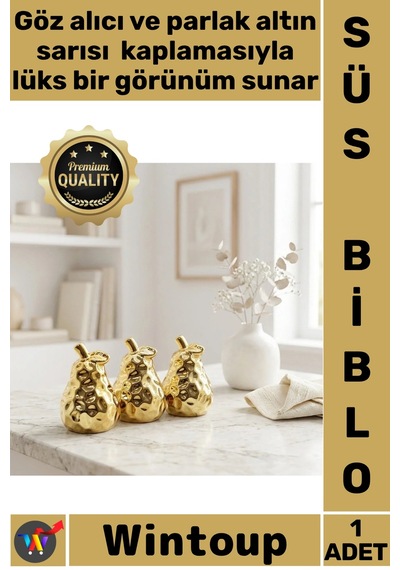Biblo Dekoratif Modern Lüks Gold Obje Armut Tasarımlı Ev Ofis Süsü Parlak Altın Küçük Seramik Biblo