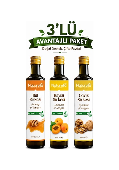 Naturella Bal, Kayısı & Ceviz Sirke Seti 3 X 500 Ml