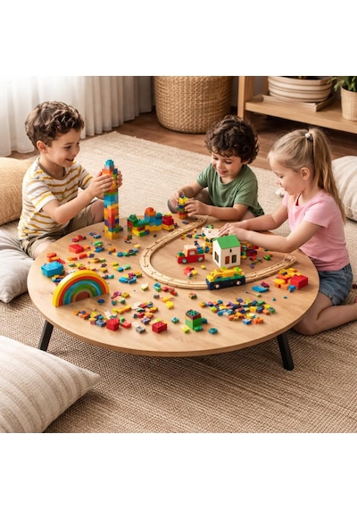 70 Cm Çap - Ahşap Kaplama Katlanabilir Yer Sofrası - Oyun Masası - 21 Cm Yükseklik Atlantik - Çam 70 Cm Çap - Ahşap Kaplama Katlanabilir Yer Sofrası - Oyun Masası - 21 Cm Yükseklik Atlantik - Çam
