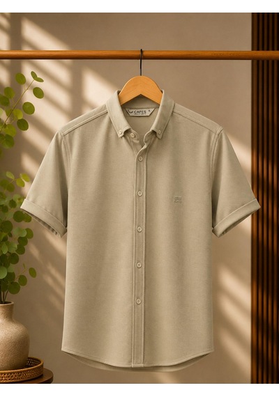 Classics Men Cafes Likralı Kısa Kol Slim Fit Erkek Gömlek - 7735 Sütlü Kahve Classics Men Cafes Likralı Kısa Kol Slim Fit Erkek Gömlek - 7735 Sütlü Kahve
