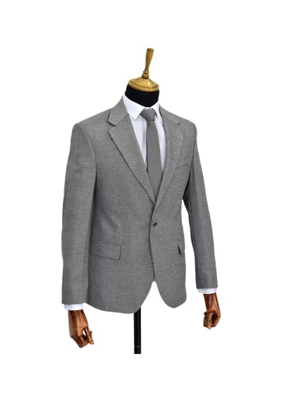Erkek Gri Tek Spor Ceket Çift Yırtmaçlı Bgl-st03981 Gri
