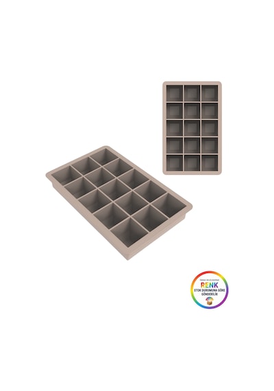 Kare Buzluk Silikon 15'li Kolay Çıkan Buz Kalıbı Küp Buzluk Dondurucu Buz Kabı 19x12x3,5 Cm Çok Renkli