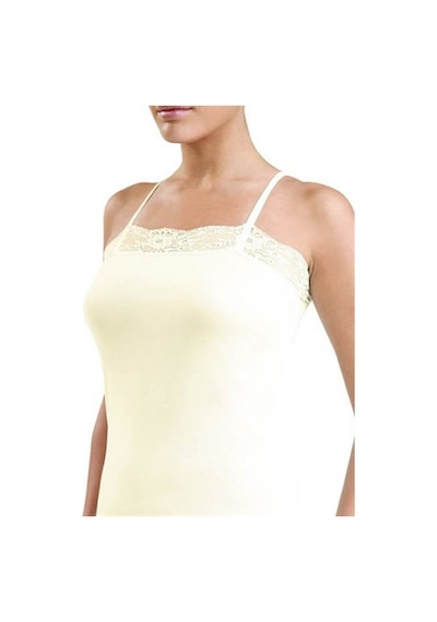 Blackspade 1347 Kadın %94 Modal Dantelli İnce Askılı Atlet Krem