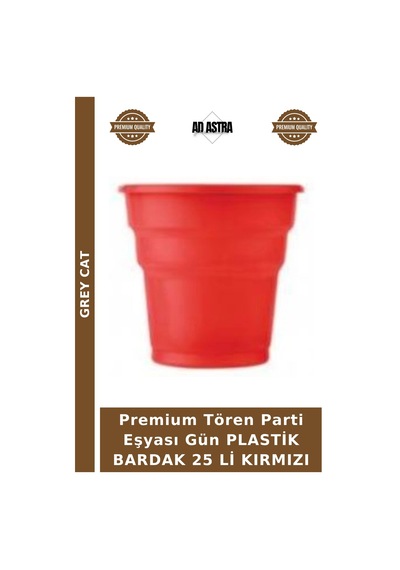Premium Tören Parti Eşyası Gün Plastik Bardak 25 Li Kırmızı