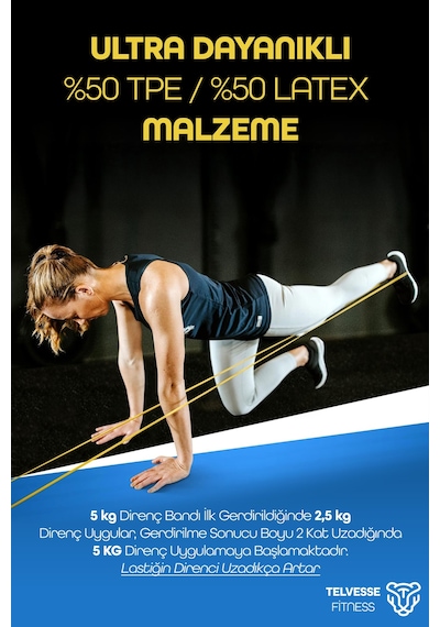 5 + 15 Kg 2'li Set Barfiks Lastiği Gym Resistance Band Antrenman Kas Geliştirme Bandı