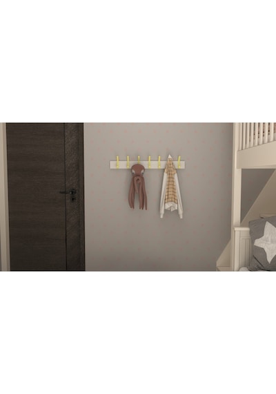 Hepsi3boyutlu Modern Duvar & Kapı Kanca Askılık - 7 Adet Sarı Kanca Askılık - Model No : 1 Sarı