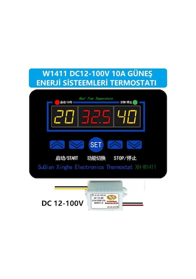 W1411 Dc12-100v 10a Güneş Paneli Termostat/timer