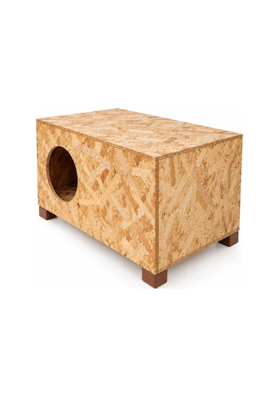 Reyo Büyük Boy Kedi Evi Sokak Hayvanları İçin Kedi Yuvası Ahşap Kedi Kulübesi Yağmura ve Soğuğa Dayanıklı OSB 60 x 40 x 30 CM CAT24