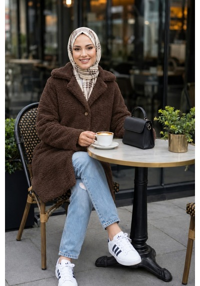 Hb Harma Time Butik Kadın Astarlı Düğmeli Kruvaze Kahverengi Peluş Kaban Kahverengi Kahverengi Hb Harma Time Butik Kadın Astarlı Düğmeli Kruvaze Kahverengi Peluş Kaban Kahverengi Kahverengi