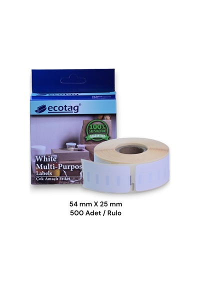 Ecotag Dymo 11352 Lw Muadil Etiket Beyaz 54 MM X 25 MM 500 Adet