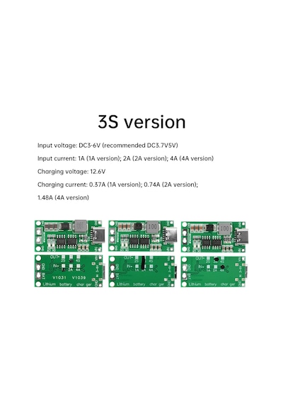 Tip C Bms 2s 3s 4s 1a 2a 4a 18650 Lityum Pil Şarj Cihazı Kurulu Usb C Step-up 3s 2a
