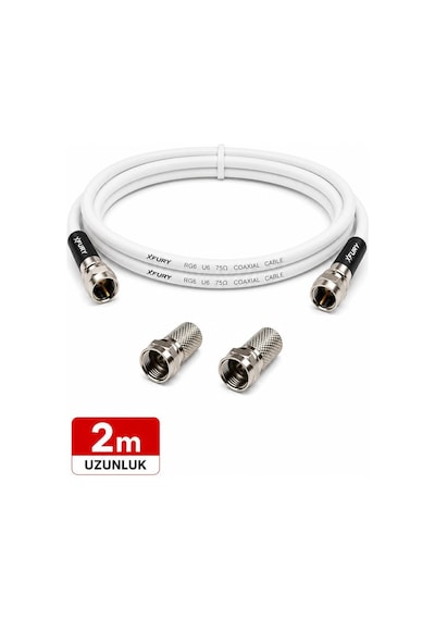 Fury Hd Uydu Anten Kablosu 2 Metre F Konnektörlü Full Hd 4k Tv Kablosu