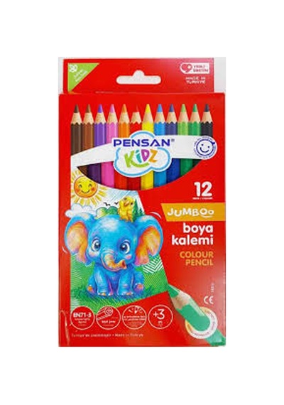 Pensan Kidz Jumboo 12 Renk Boya Kalemi Pe58310kbjumbo12 Çok Renkli