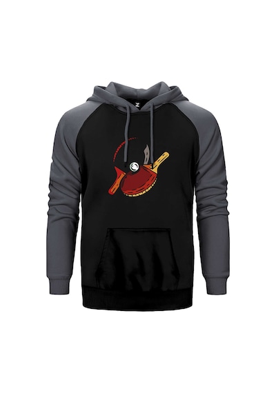 Ping Pong Classic Gri Renk Reglan Kol Kapşonlu Sweatshirt Gri