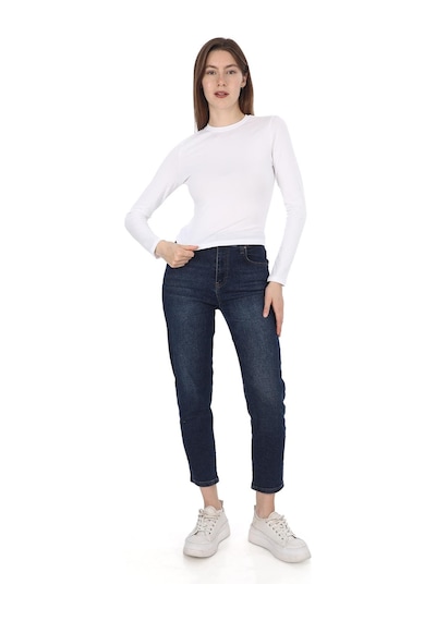 Penyebizden Likralı Pamuk Crop Tişört-slim Fit -beyaz