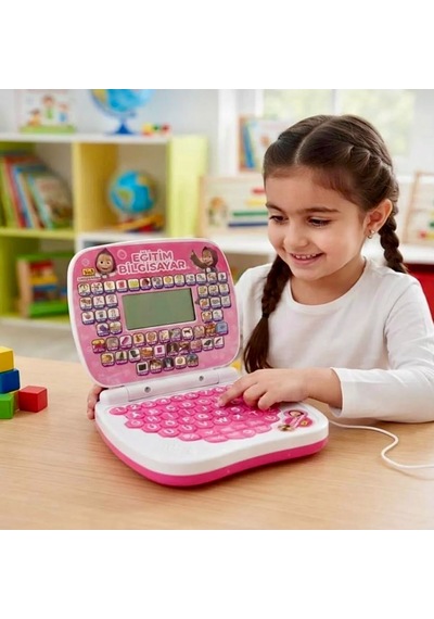 100 Fonksiyonlu Türkçe İngilizce Eğitim Bilgisayarı 2ın1 Set Eğitici Bilgisayar Ve Mouse Laptopu Mor