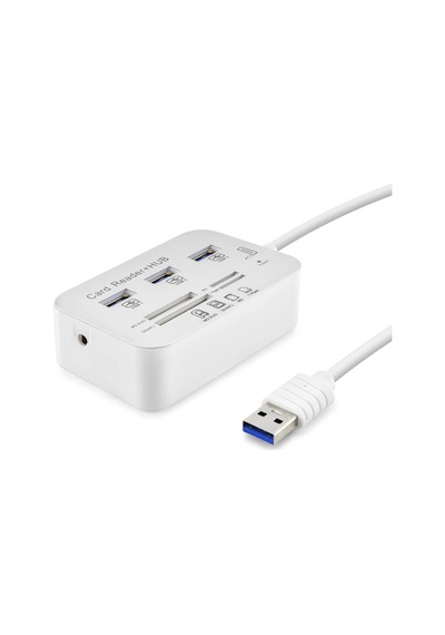 Yüksek Hızlı 7 Portlu Usb Hub Kart Okuyucu Beyaz