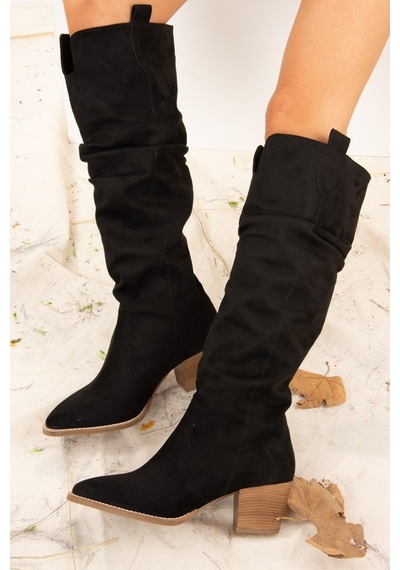 Fox Shoes Siyah Süet Kadın Çizme J404040102