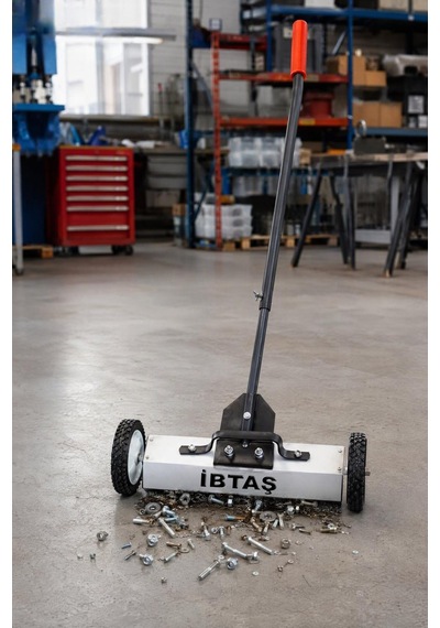İbtaş 2 Tekerlekli Manyetik Mıknatıslı Parça Toplama Aleti - Civata, Somun, Çapak - 14 Kg Taşır
