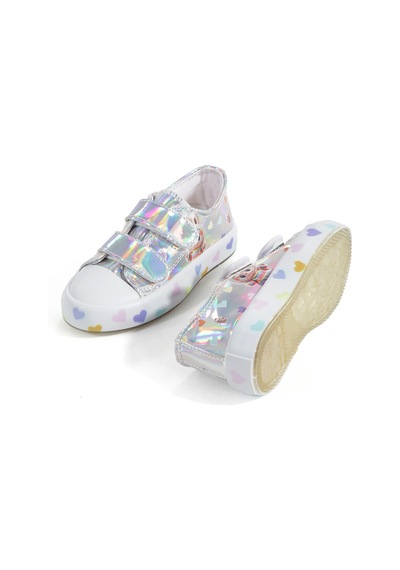 Artı Artı Ayakkabı Mia Kids-2401 Hologram 3d Kız Çocuk Cırtlı Işıklı Gümüş Sneakers Gümüş