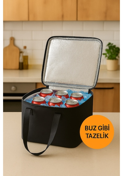 22 Litre Termos Çanta Yalıtımlı Plaj, Piknik, Kamp Ve Günlük Kullanıma Uygun Siyah
