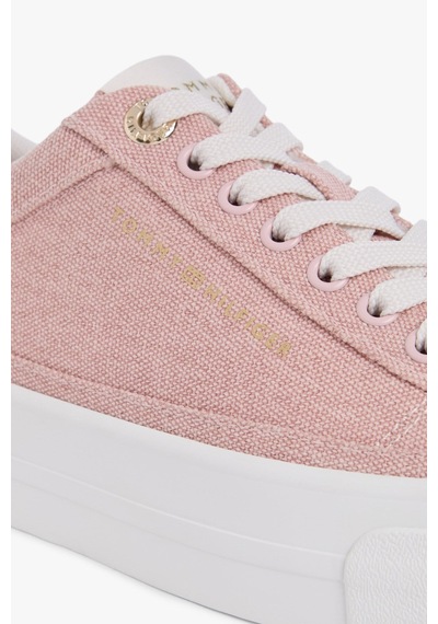 Tommy Hilfiger Th Foxing Platform Washed Canvas Pembe Kadın Sneaker-16270