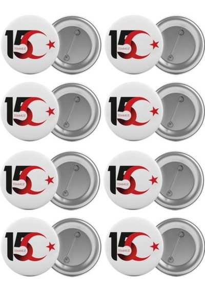 15 Temmuz Çanta Rozeti Seti 8 Adet En Büyük Boy 5.8Cm Iğneli Broş