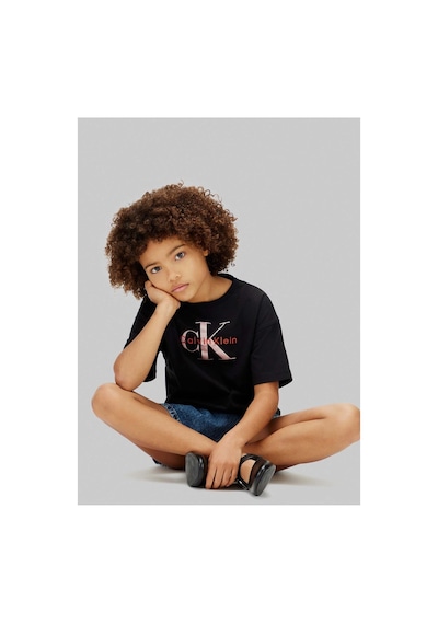 Calvin Klein Siyah Kız Çocuk Baskılı T-shirt Lvcksja20gbeh-16308