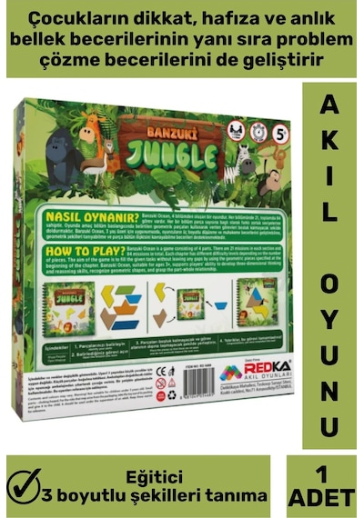 Premium Dikkat Hafıza Mantıksal Düşünme Problem Çözme Becerisi Geliştirici Eğlenceli Banzuki Jungle